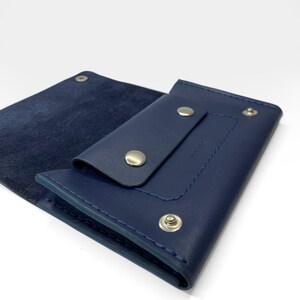 Cartera Trucker Marina, Cartera de cuero, Cartera de cuero larga, cartera de cuero azul, cartera de cuero unisex, regalo para ella, regalo para él