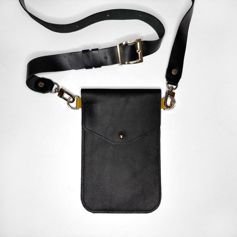 Real Leather phone bag with adjustable leather strap