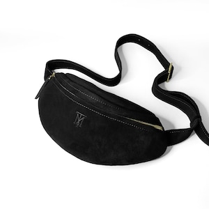 Suede Belt bag, Suede Black Belt bag, Fanny pack, Crossbody bag, Bum Bag, Belly bag, Black Leather bag, Black Purse, Leather Shoulder bag