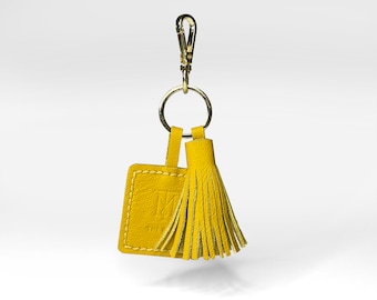 Branded Leather Tassel Keyring: Handmade Keychain