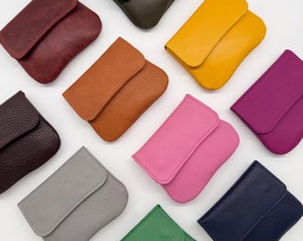 Genuine Leather Mini Coin Purse: Card Holder Wallet