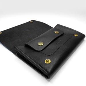 Cartera de camionero azul, Cartera de cuero, Cartera de cuero larga, Cartera de cuero negra, Cartera de cuero unisex, regalo para ella, regalo para él