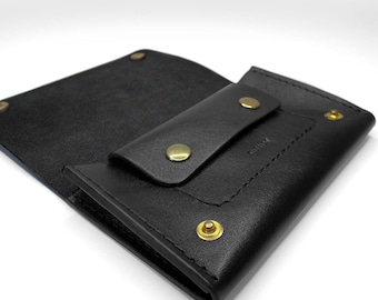 Black Leather Trucker Wallet: Slim Unisex Design