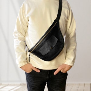Pebble Leather Belt Bag: Black Crossbody Fanny Pack