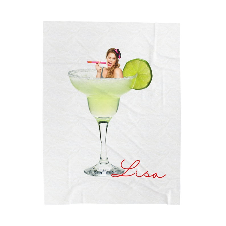 Funny Cocktail Plush Photo Blanket With Name for Coworkers Custom Gift