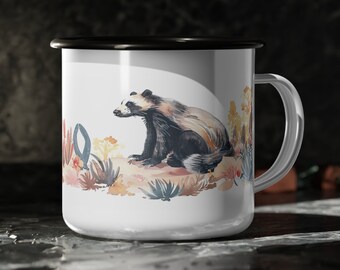 Boho Honey Badger Enamel Travel Mug: Camping Gift