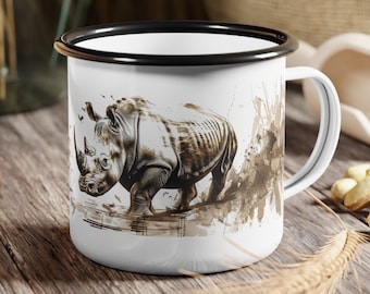Rhino Enamel Camping Mug - Unique Adventure Gift