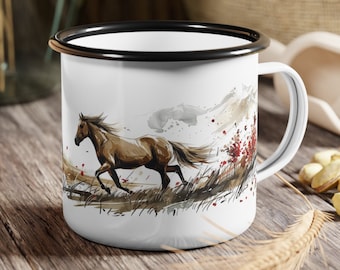 Running Horse Enamel Mug: Wildlife Lover Gift