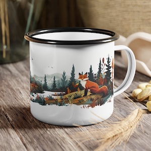 Entzückende Fuchs Kinder Emaille Tasse - Lebendige Cartoon Outdoor Tasse für Kinder - Idealer Camping Begleiter - Durchdachtes Kindergeschenk
