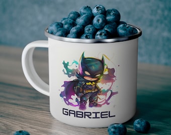 Personalized Superhero Camp Cup: Custom Neon Enamel Mug