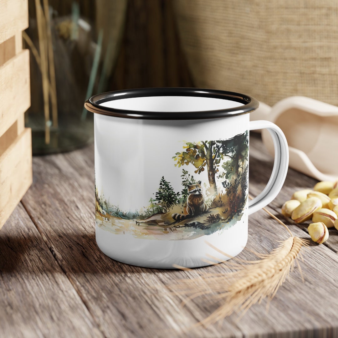 Enchanted Forest Mug - Boho Raccoon Design - Perfect for Camping ...