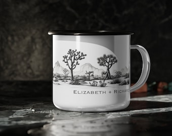 Personalized Joshua Tree Landscape Enamel Mug: Camping Gift