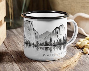 Personalized Camping Mug: Yellowstone Park Design, Engagement Gift