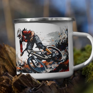 Custom Mountain Biker Mug, Unique Downhill MTB Cup for Cycling Enthusiasts, Perfect Gift for Him & Her. Bicycle, Bike