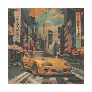Canvas Art, Vintage Car Decor, Retro Toyota Supra Poster, Auto Enthusiastic Gift, Collector&#39;s Item, Physical Print, Wall Decor