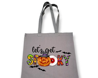 Let's Get Spooky Trick or Treat Bag; Trick or Treat Bag; Halloween Bag; Candy Bag; Kids Halloween Bag; Cotton Candy Tote