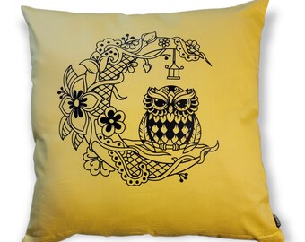 Owl on Moon Pillow Covering; Pillow Covering; Home Gift; Soft Pillow Covering