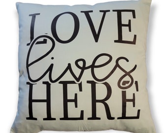 Love Loves Here Pillow Covering; Pillow Covering; Home Gift; Soft Pillow Covering