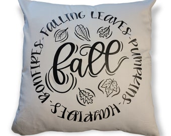 Fall Pillow Covering; Pillow Covering; Home Gift; Soft Pillow Covering; Fall Words Pillow Cover