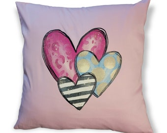 3 Hearts Pillow Covering; Pillow Covering; Home Gift; Soft Pillow Covering