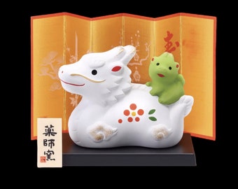 Zodiac Dragon Figurine, ETO Dragon, Japanese Ceramic Ornament, 2024, Loong Year,  Gift, Figure Screen Stand, Home Decor