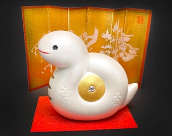 Crystal Zodiac Snake Ornament: Yakushi yaki Ceramic Japanese Decor