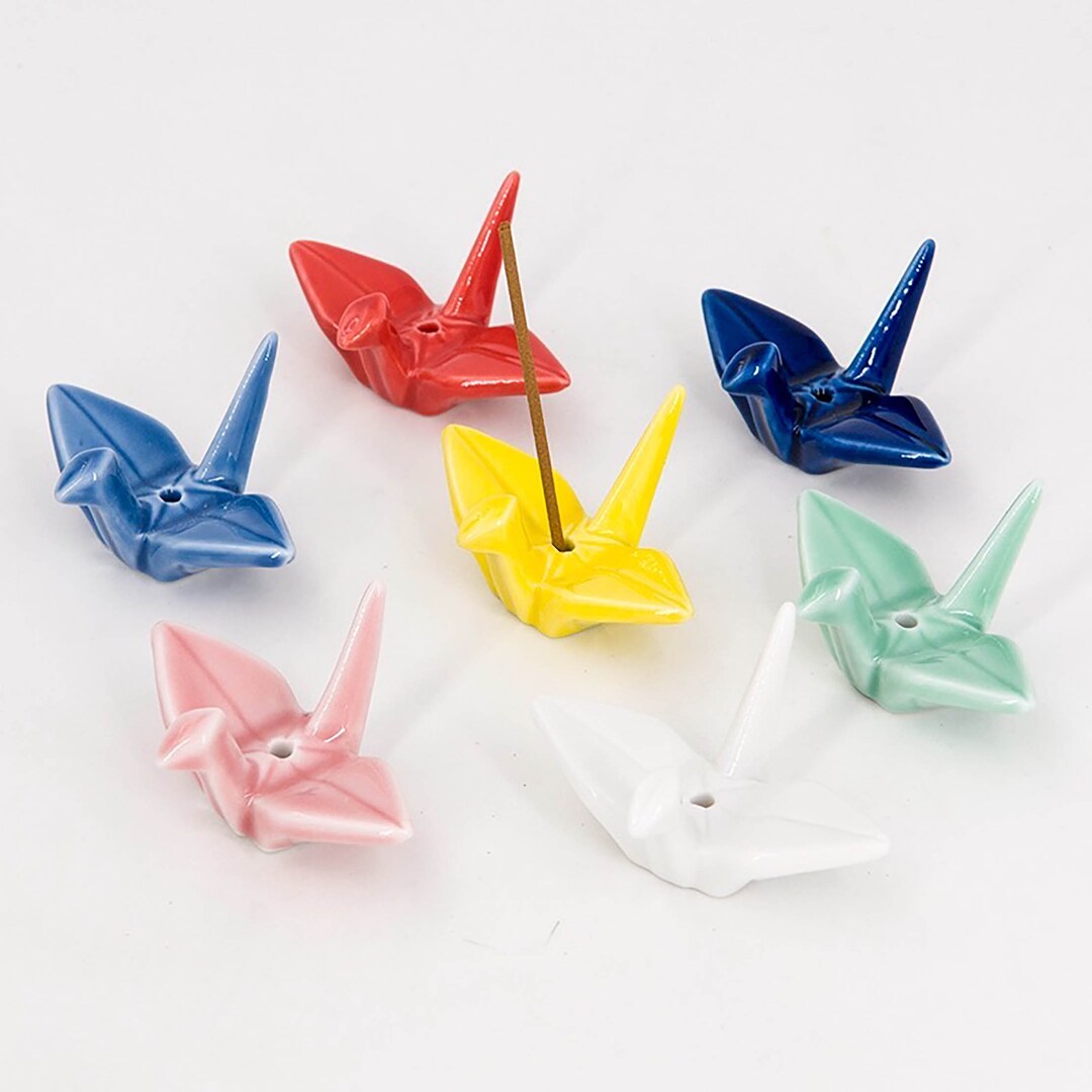 Origami Crane Incense Stick Holder, Japanese Colorful Incense Stand