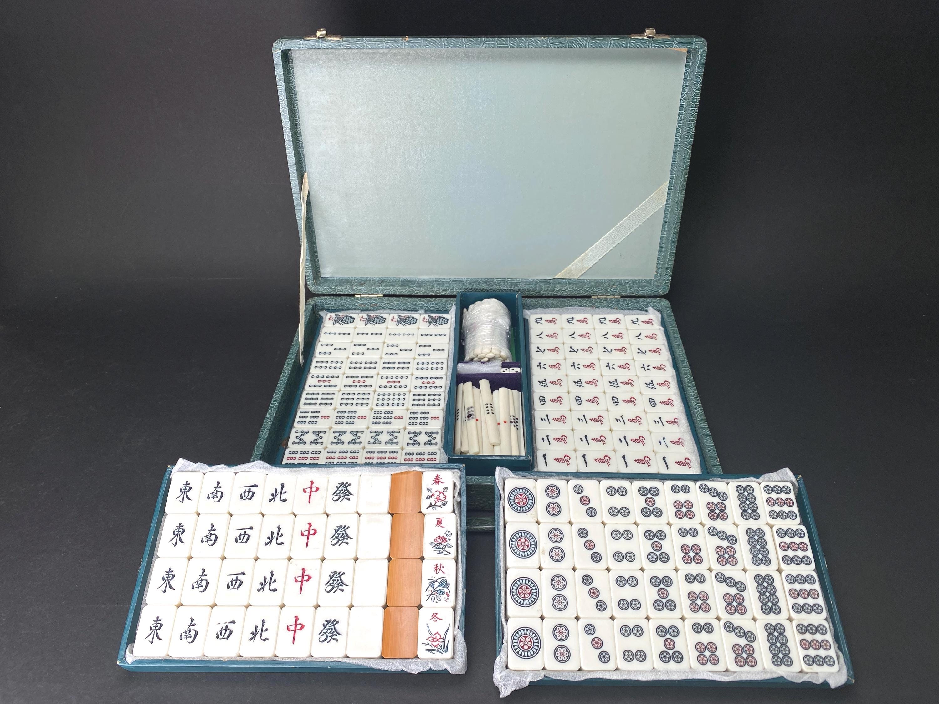 Vieux Jeu De Mahjong D'antan : 152 Tuiles En Os Et Bambou, Dans Son Joli Coffret En Bois