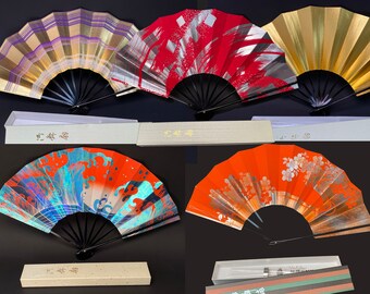 Japanese Sensu Ougi, 11.5" Mai Ogi Sensu, Dancing fan, Folding Hand Fan, in Japanese Paper, Lacquer Fan