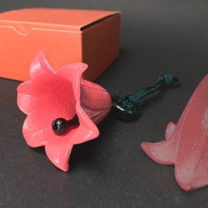 Pink Nambu Tekki Lily Flower Hand Bell: Japanese Iron Wind Chime