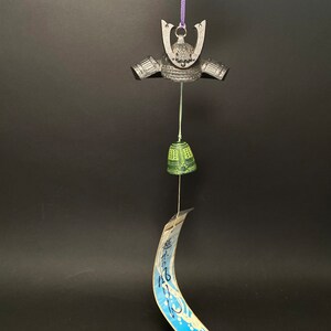Campana Eolica Giapponese In Ghisa Nambu - Gufo Portafortuna Fukuro - Oro/Blu - Kotobuki