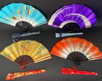 Japanese Folding Fan Traditional Sensu Dance Ougi, Kimono Carry Bag, Mai Ogi Sensu, Japanese Kashi Paper, Lacquer Fan, Vtg Hand Fan,