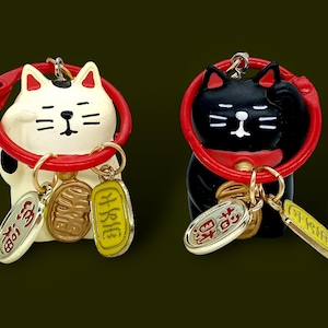 Japanese Decole, Zakka Lucky Maneki Neko, Beckoning Cat, NEW, Feng Shui Chain, cat key chain, maneki neko ornament