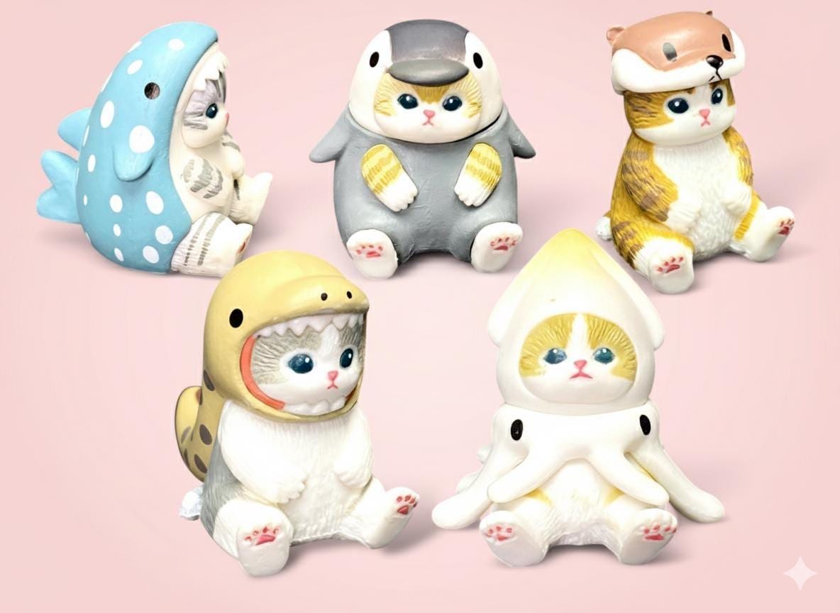Mofusand Sea Creature Cat Blind Box 5styles, Sitting Gacha Game - Main Image