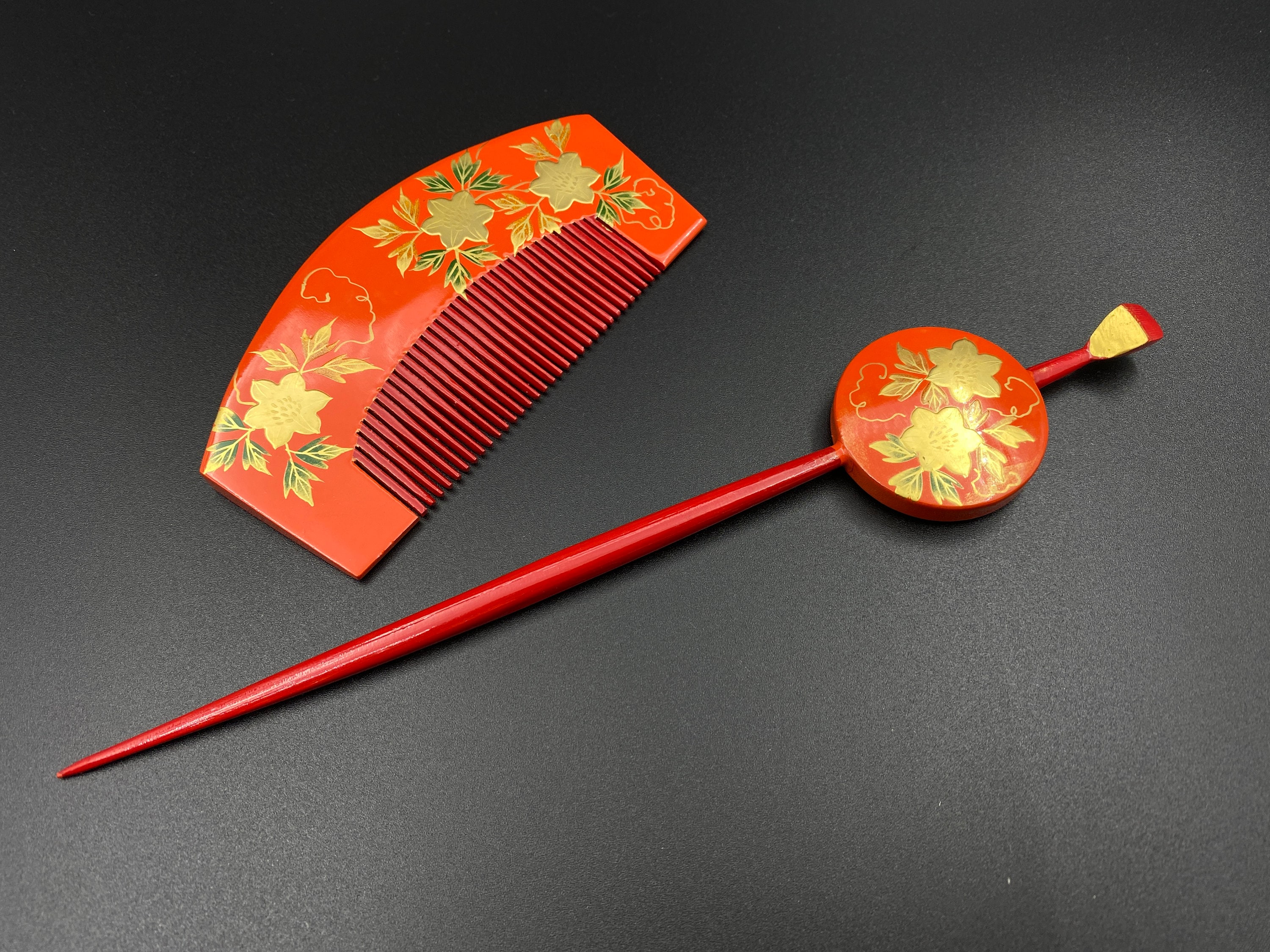 Red Floral Hair Fork Japanese hand painted Amazon.com : Beaupretty Makeup Bag with Japanese Kimono  main image 2