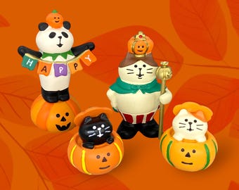 Halloween Pumpkin King Cat Ornament, NEW, Japanese Decole Fall Season Mini Scene Furniture, The Emperor&#39;s New Clothes, Panda, cat ornament