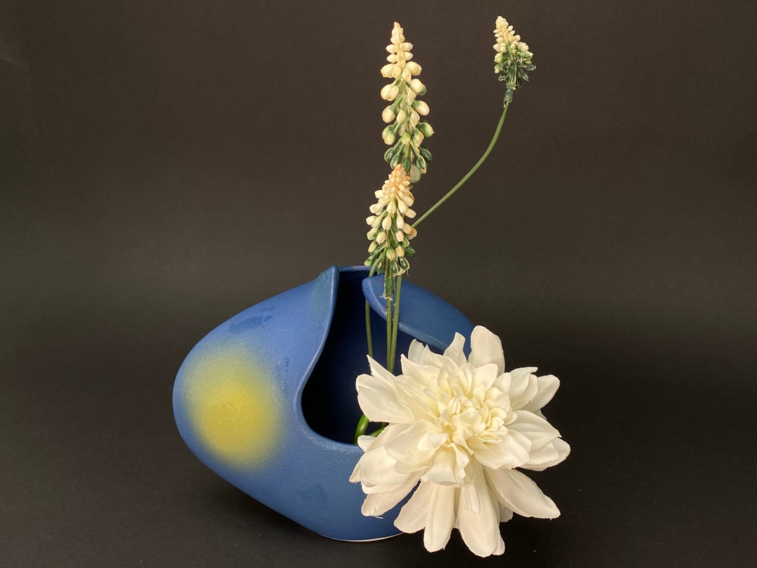 Japanese Ikebana Vase, Abnormal Shape Small Vase, Blue Vase, Flower ...
