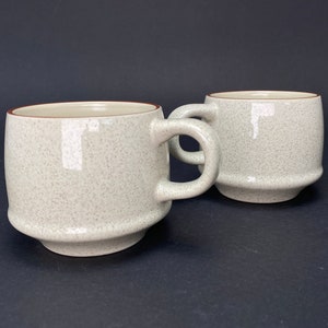 Royal Stone drinkware Cups, Pair, Coffee, Beige porcelain set, unique elegant Design, Made in Japan, Vintage
