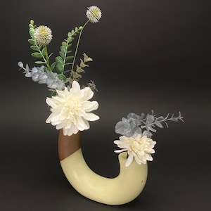 Ikebana Flower Vase, Japanese Ceramic, Narrow Gray 