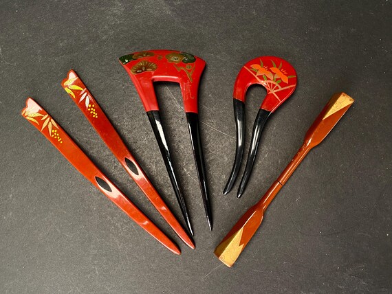 Japan Kanzashi Kimono Geisha, Yellow & Black Lacquerware 
