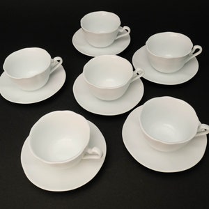 Japanese 6pcs cups set, Milk White Cafe Cups and Saucers, Cup & Saucer, Made in Japan, Espresso cup set, vintage coffee set