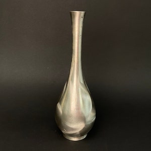 Japanese silver Ikebana Vase, Long Crane Neck, Tang style Silver Vase, Bronze Flask Bottle, Made in Japan