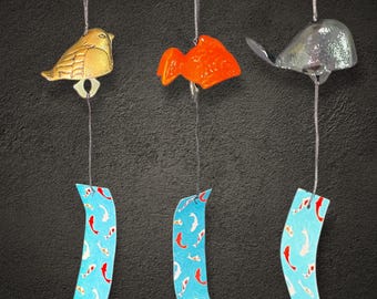 鋳鉄製ウィンドチャイムベルの音色、新しいゴールドスパロウ、金魚、クジラのガーデンデコレーションベル