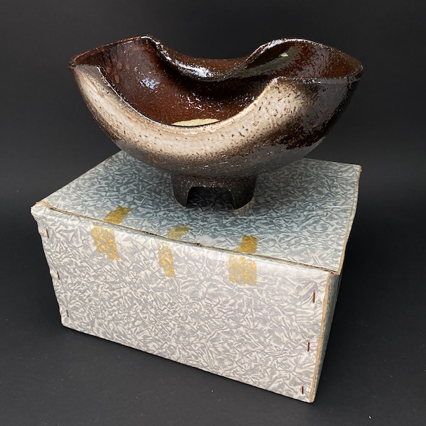 Japan Ikebana Vase, Original Box, Pedestal Compote Vase, with box, Freestyle Footed Planter, flower Container, Modern Vase, high feet