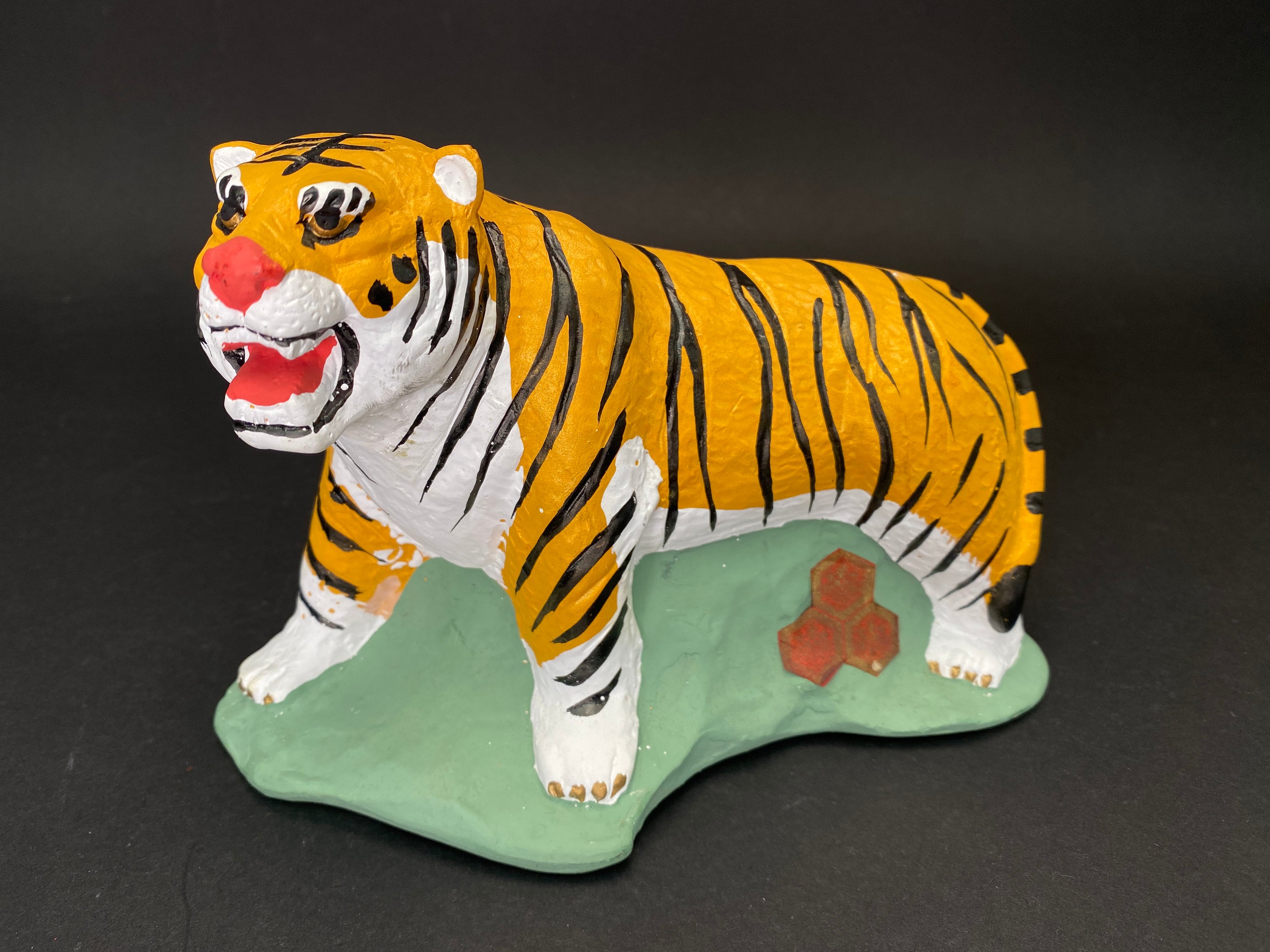 Japanese Hand Crafted Zodiac Tiger Statue, Colorful Big