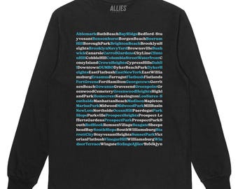 Brooklyn Neighborhoods Long Sleeve T-shirt | Retro Style NY Men’s & Unisex Tee | Brooklyn Gift for Him | New York City Souvenir