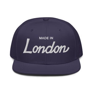 Made in London Snapback Hat | Retro Script Baseball Cap | Adjustable UK Hat for Men & Women | 80s 90s London Streetwear Gift
