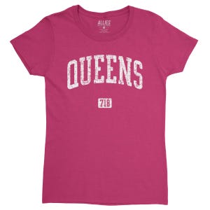 -shirt pour femme Queens NYC 718 | Style vintage classique | T-shirt rétro du quartier du Queens | T-shirt New York City pour femmes