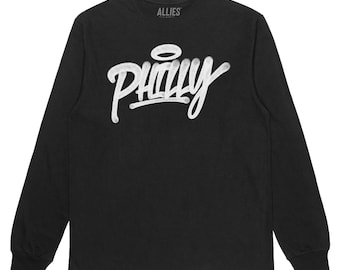 Philadelphia Handstyle T-shirt met lange mouwen | Uniek Philadelphia Street Art-ontwerp | Uniseks Philadelphia Pride-shirt | Philadelphia graffiti-t-shirt cadeau