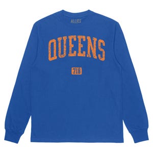 Queens NYC Long Sleeve T-Shirt | Retro 718 Area Code Tee | Classic Queens Apparel for Men & Unisex